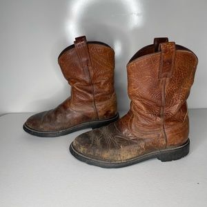 Ariat Men's Sierra Work Boots Leather Western Boots Brown 37280 Size 8.5 EE.